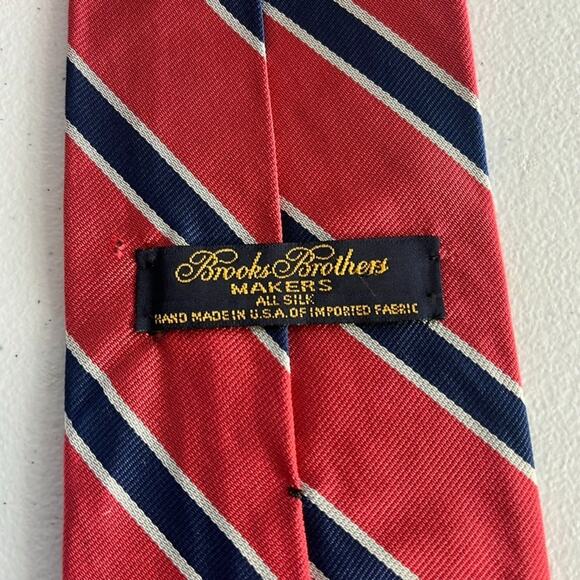 Brooks Brothers Makers Men's Necktie 56" Red/Navy Stripes 100% Silk - Picture 5 of 9